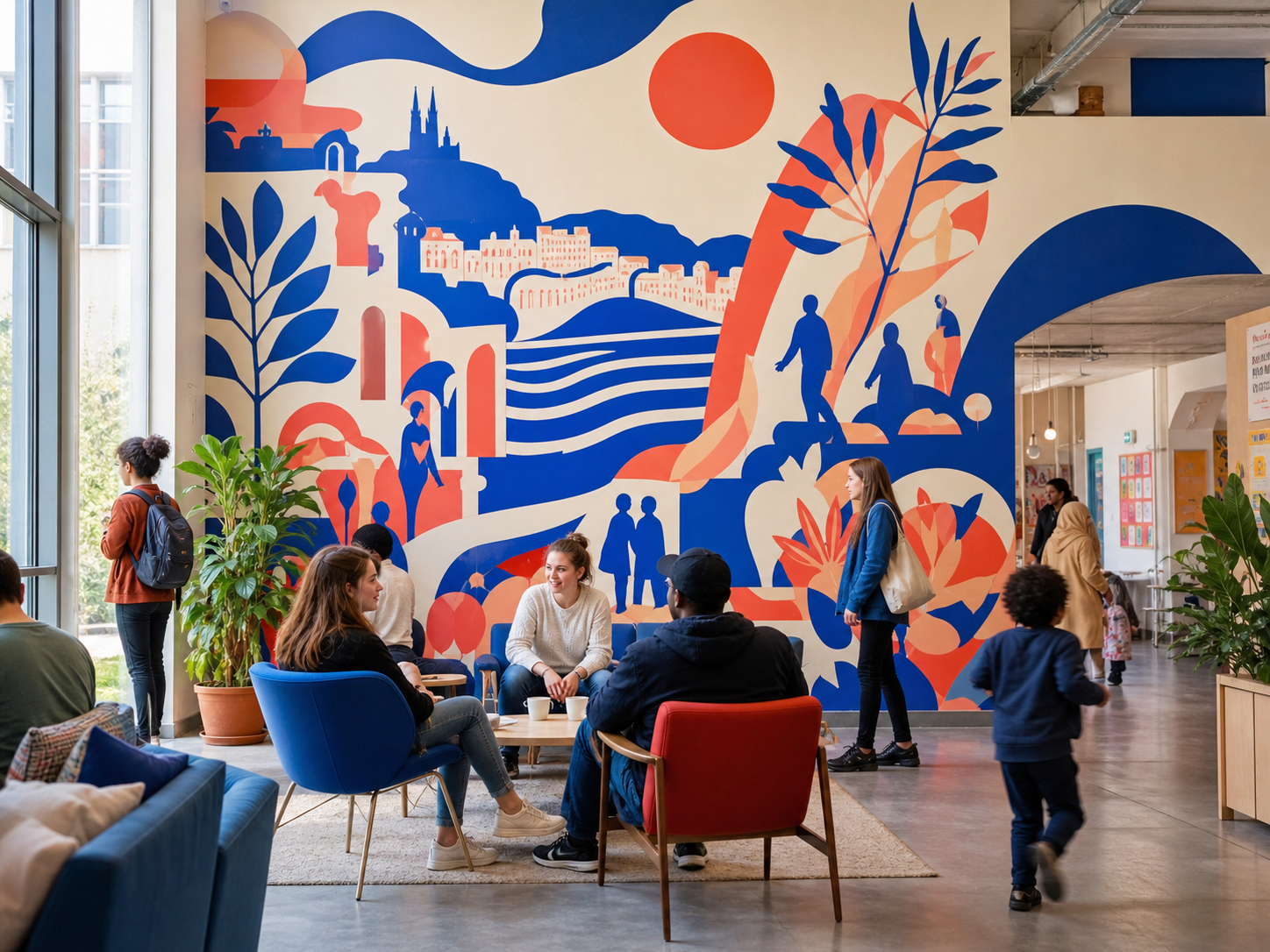 Fresque dans un lieu communautaire fréquenté