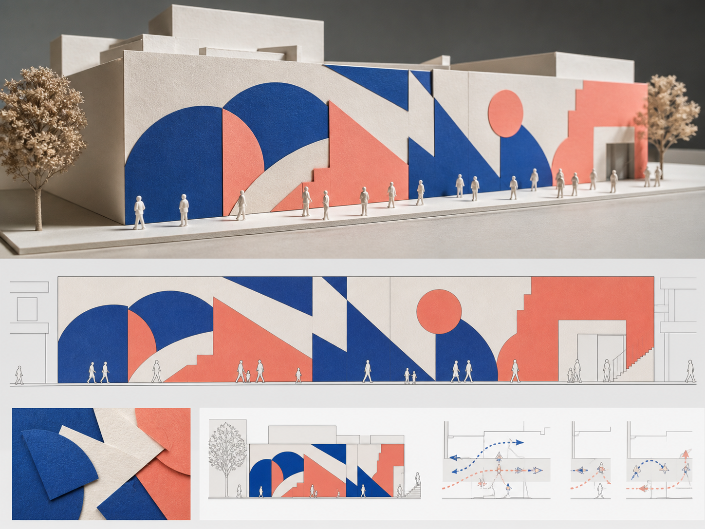Maquette et élévation d'une fresque publique
