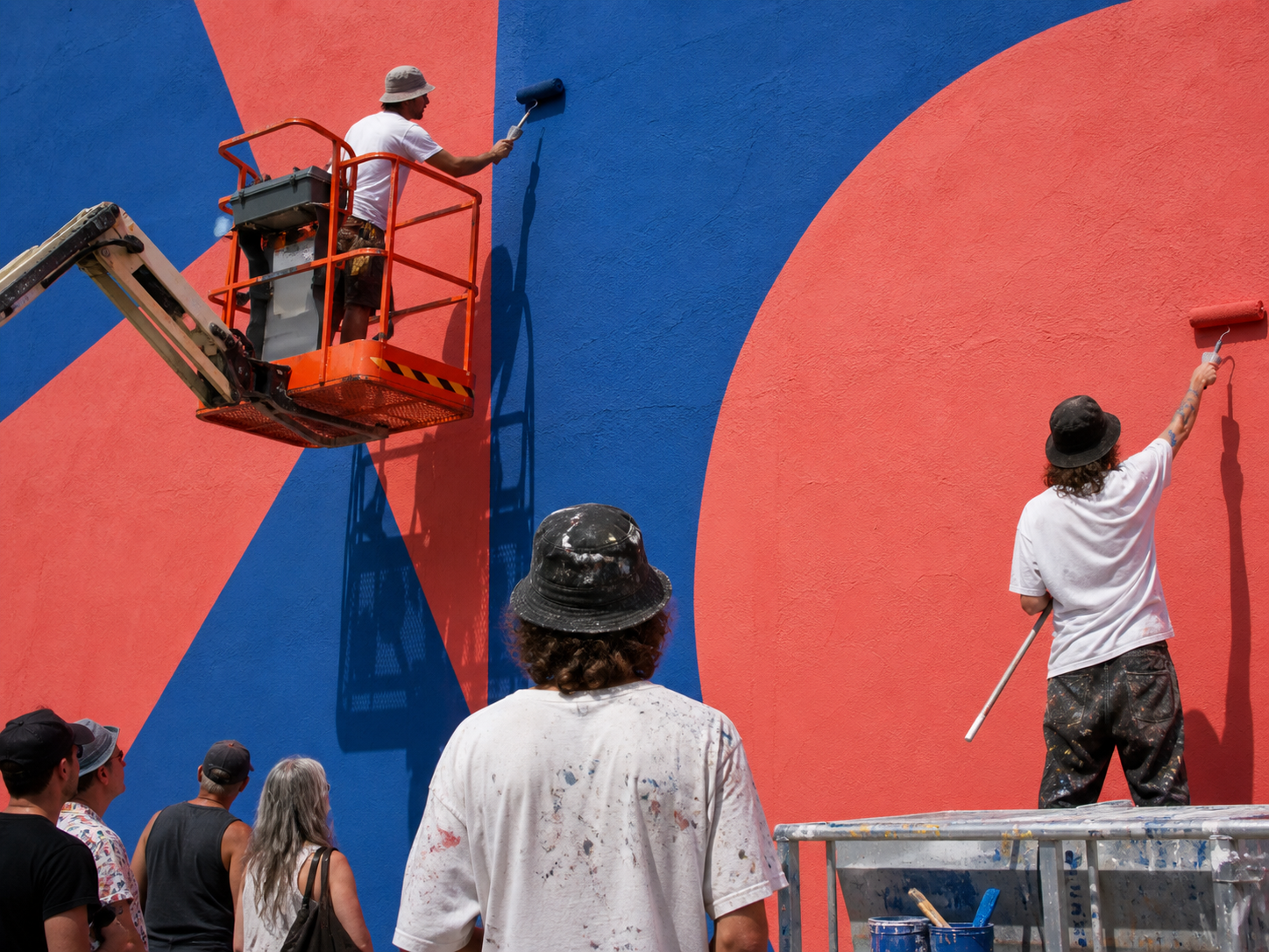 Artistes réalisant une fresque monumentale